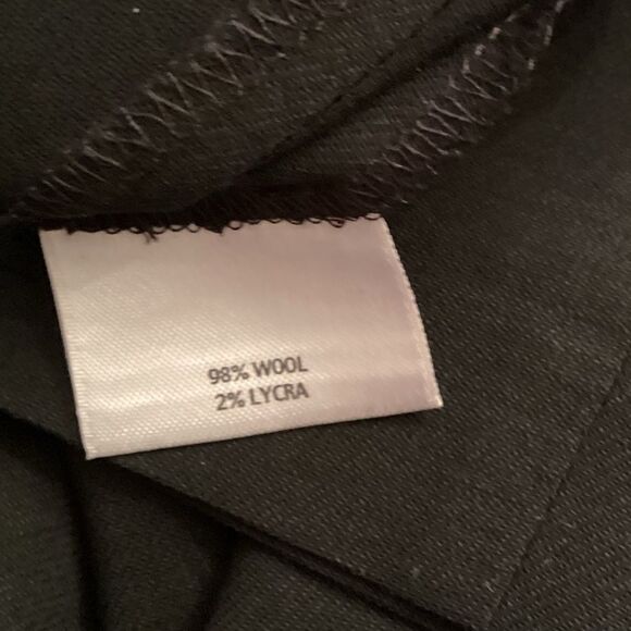 EILEEN FISHER SIZE PM BLACK WOOL BLEND FLAT FRONT ANKLE PANT TROUSERS - Picture 6 of 6